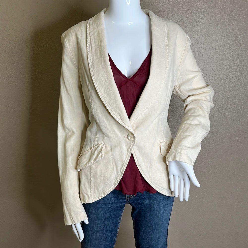 -Creamy&Dreamy- Free People Linen-Blend Blazer